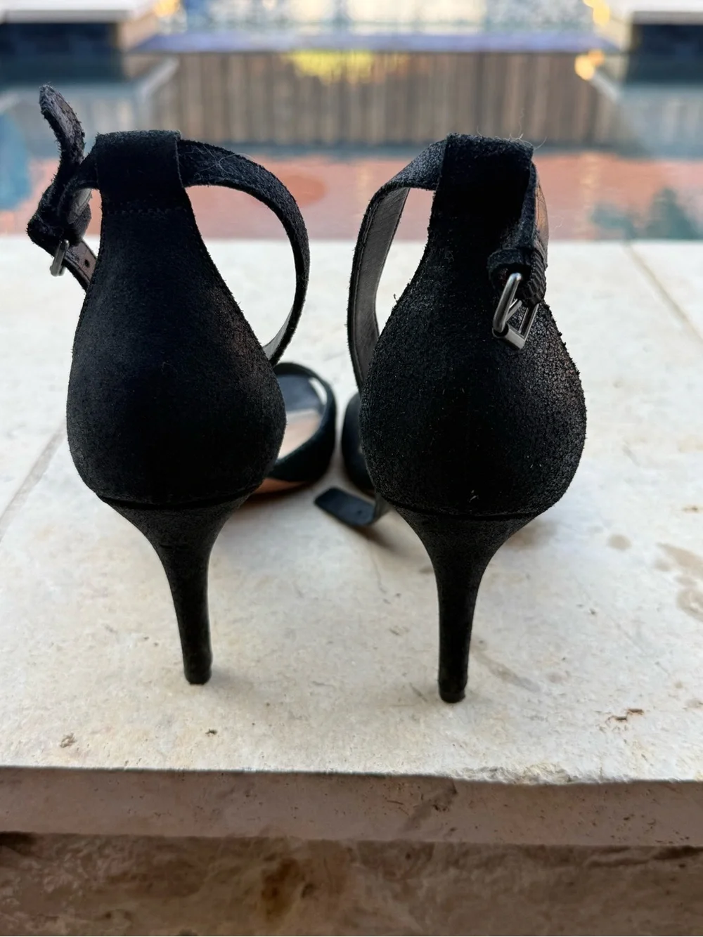 VIA SPIGA Black Suede Ankle-Strap Dress Sandals